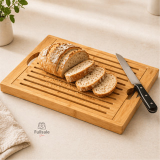 Tábua de Corte Migalheira Bambu Para Pães e Bolos com Bandeja Coletora de Migalhas Multiu…
