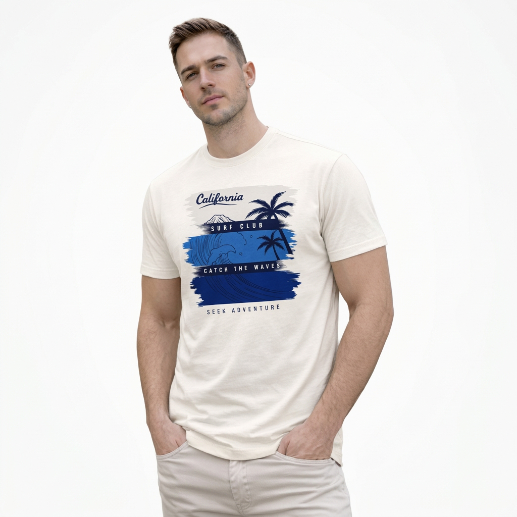 Camiseta Masculina Estampada California Surf Club 100% Algodão Gold Premium do P ao G4 Conforto Macia Casual