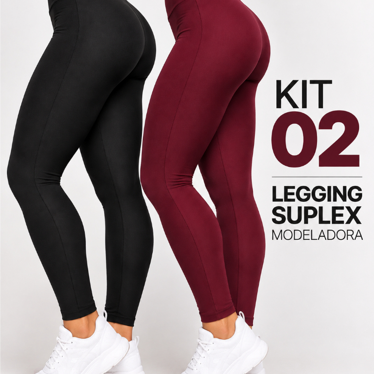 Kit 2 Calças Legging Feminina Suplex Fitness Academia Leg Modeladora Cintura Alta Nao Marca