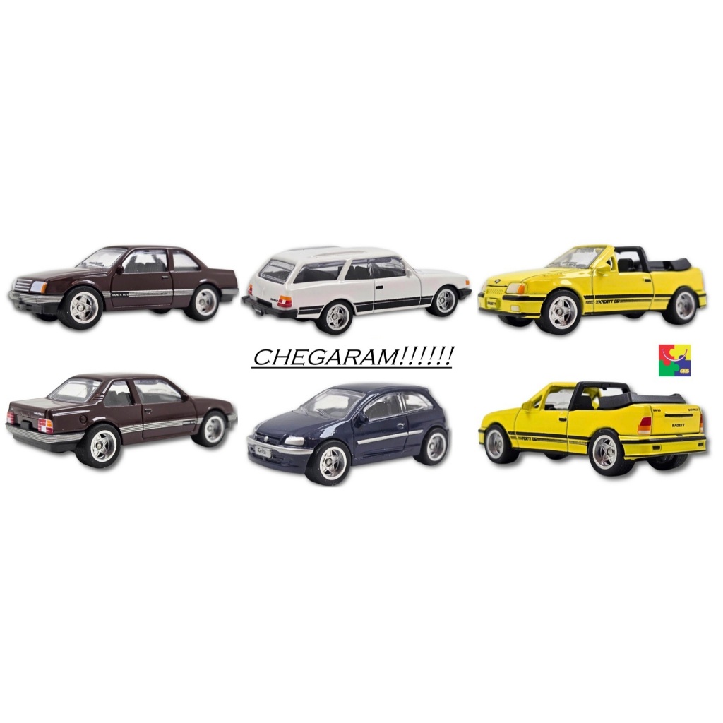 Miniaturas colecionáveis CKS - Kadett Caravan monza celta Chevette Veraneio Opala SS Onix Fiat Strada Toro 1/64