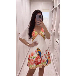 Vestido Feminino Tropical Yasmin Viscolinho Leve Estampado Soltinho Tamanho Único 36 ao 46