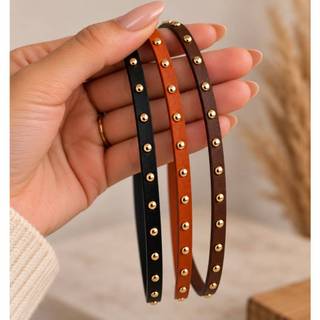 Chocker de camurça caramelo/marrom ou preta com tachas dourada 🌵wester cowntry 🌵 Colar Boiadeira lançamento Courinho B03
