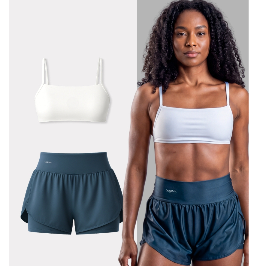 Kit Top Minimal Legbox + Short Corrida Duplo Legbox Fitness Academia Treino Ginastica
