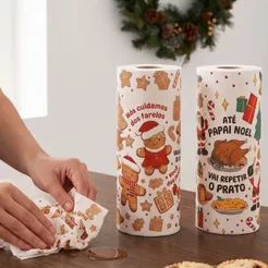 Kit 02 Rolos Papel Toalha de Natal Folhas Decoradas com Temas Natalino Luxuoso