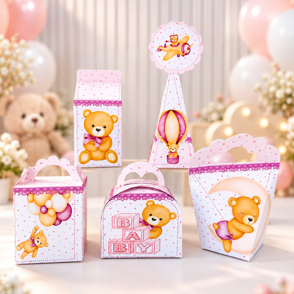 kit festa chá revelação ursinha rosa festa infantil chá de fraldas lembrancinhas personalizadas chá menina ursinho rosa