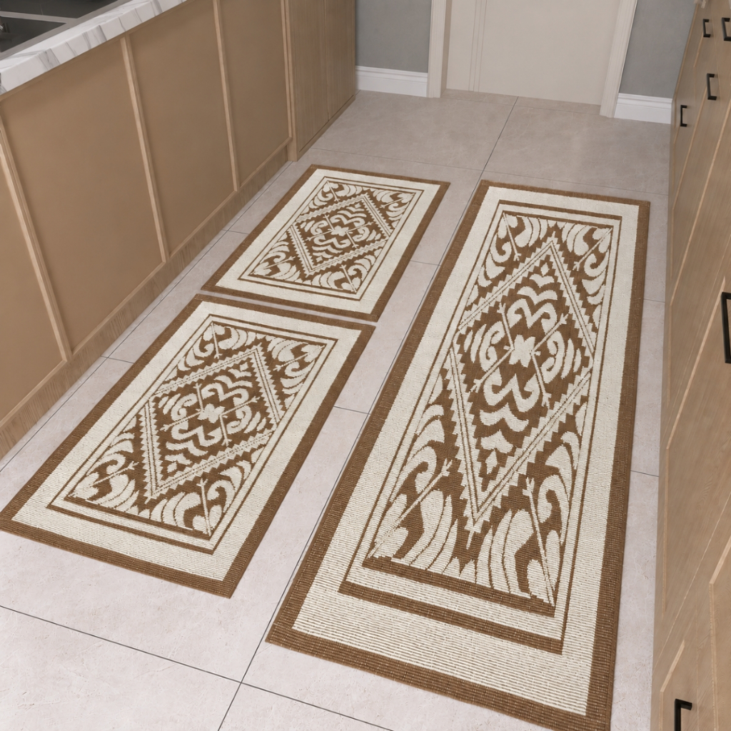 Tapetes e Passadeira de Cozinha Artesanal Tear 3 Peças Axia Luxo