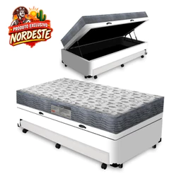 Cama Box Baú e Auxiliar Solteiro Branca + Colchão D33 Ortobom - ISO 100 - 88x188x60cm