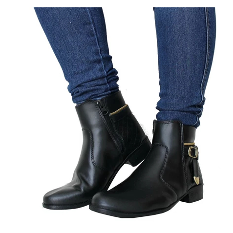 Botinha Bota Moda Feminina Cano Baixo Zíper Lateral Coturno Inverno QUEIMA DE ESTOQUE