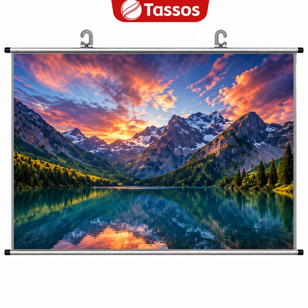 TASSOS Tela para Projetor Cinza Anti Luz 80 e 100 Polegadas 4K Full HD Suspensa para Home Theater