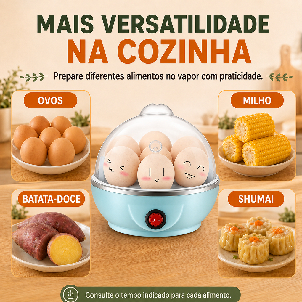 ✈️Envio Rápido｜Cozedor Elétrico de Ovos, Cozinha a Vapor, Capacidade para 7 Ovos, 110V / 220V