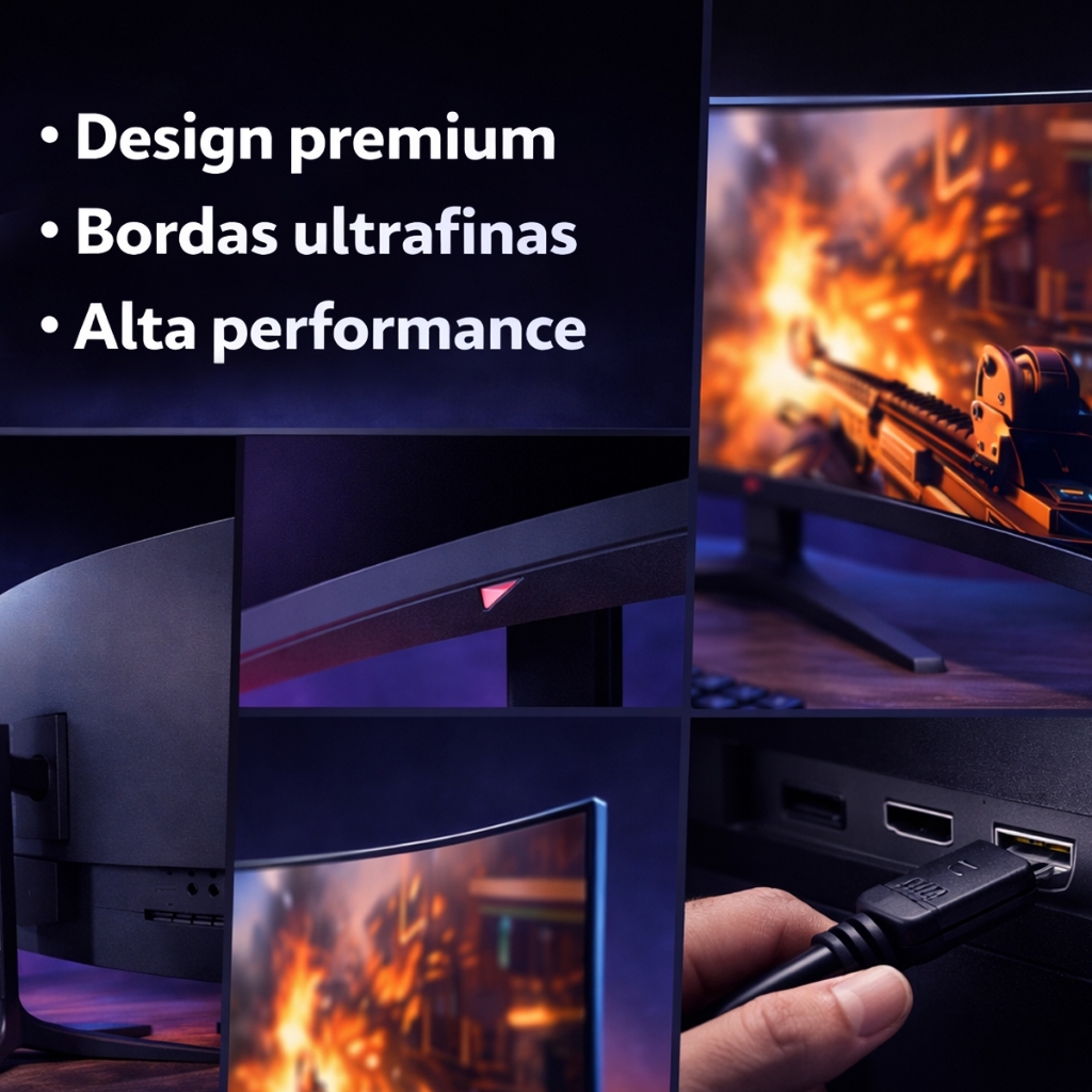 Monitor Gamer Curvo 27" Full HD 200Hz 1ms LED TFT HDMI VGA Alta Performance — imagem 2 de 2