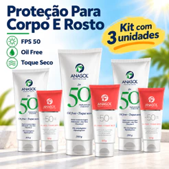 Kit 3 und Anasol Kit Protetor Solar Facial Anasol FPS 50 60g + Corporal FPS 50 200g
