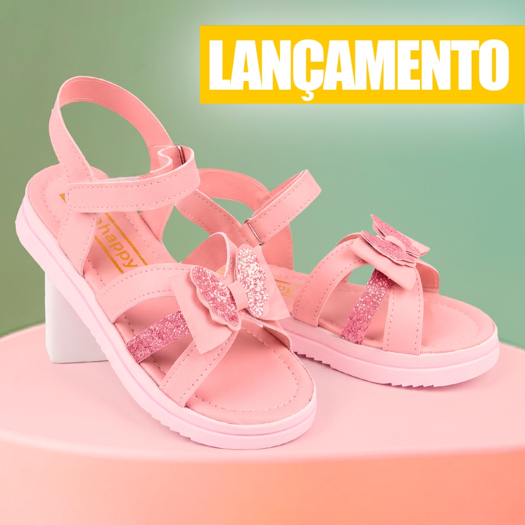 Sandalia Infantil Menina Feminina Rosa Club Happy