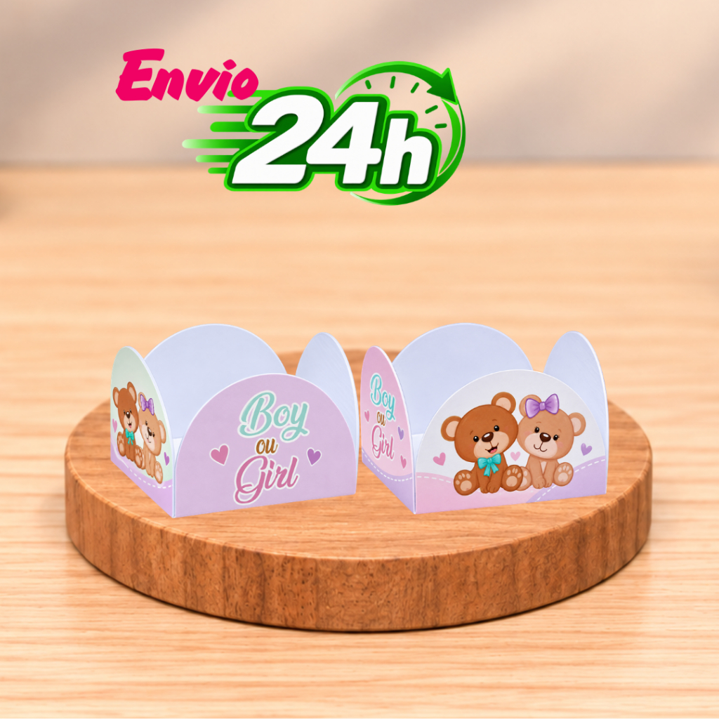Forminha de Docinho / Brigadeiro Chá Revelação Verde e Lilás Ursinhos/ Sem Personalização