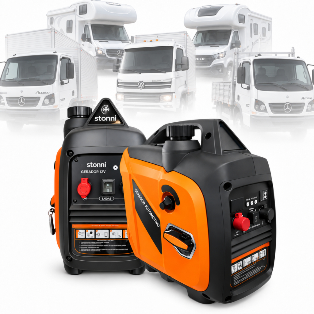 Gerador Automático Portátil 12V 1300W para Caminhão Motorhome Vans Recarregador de Bateria