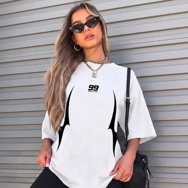 Camiseta Oversized Streetwear Algodão Confortável Y2K Aesthetic Racing 99 Blusa Larga Feminina e Masculina Unissex