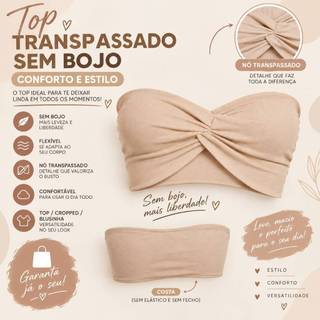 Top Cropped Nó Transpassado Tendência Feminino  Sem Bojo Verão Sol Praia Moda Gringa Duplo