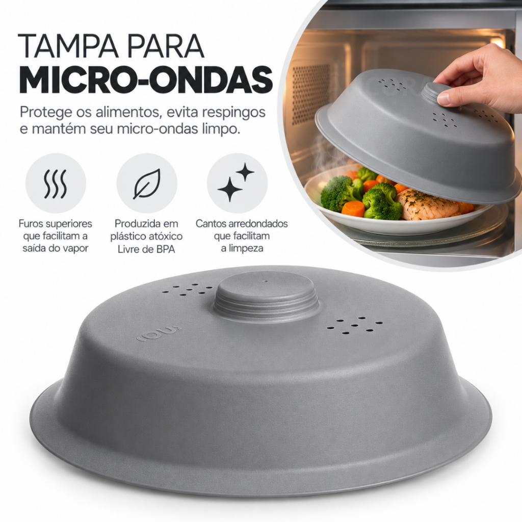 Tampa Para Microondas 27x7 Anti Sujeira Respingos Protetora de Alimentos Eletrolux Brastemp Bpa Free