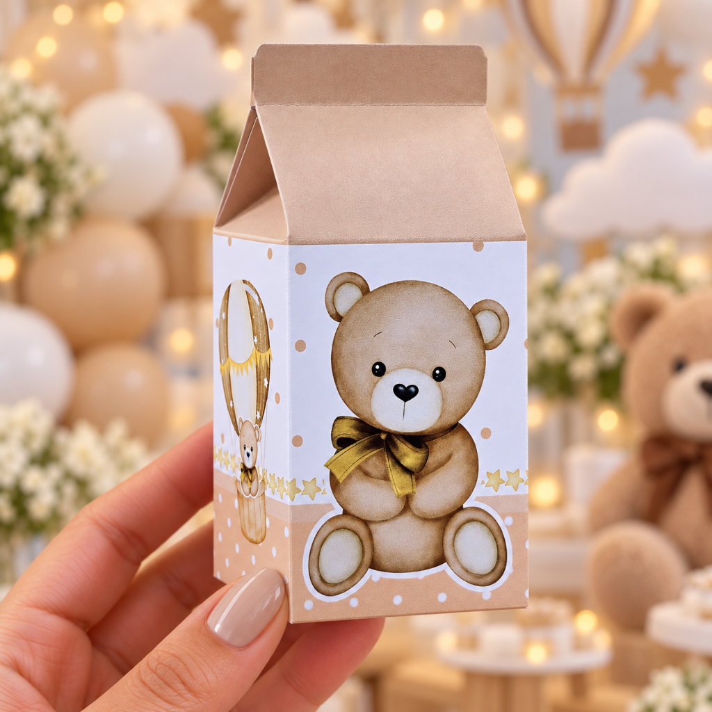 Kit de Caixas Chá de bebê ursinho neutro- chá revelação neutro - Pegue e Monte-Lembrancinhas - Aniversário - festas