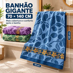 Kit 2 toalhas de Banho Banhão Gigante Jacquard 70x140cm Macia Alta Absorção Casa Hotel Pousada