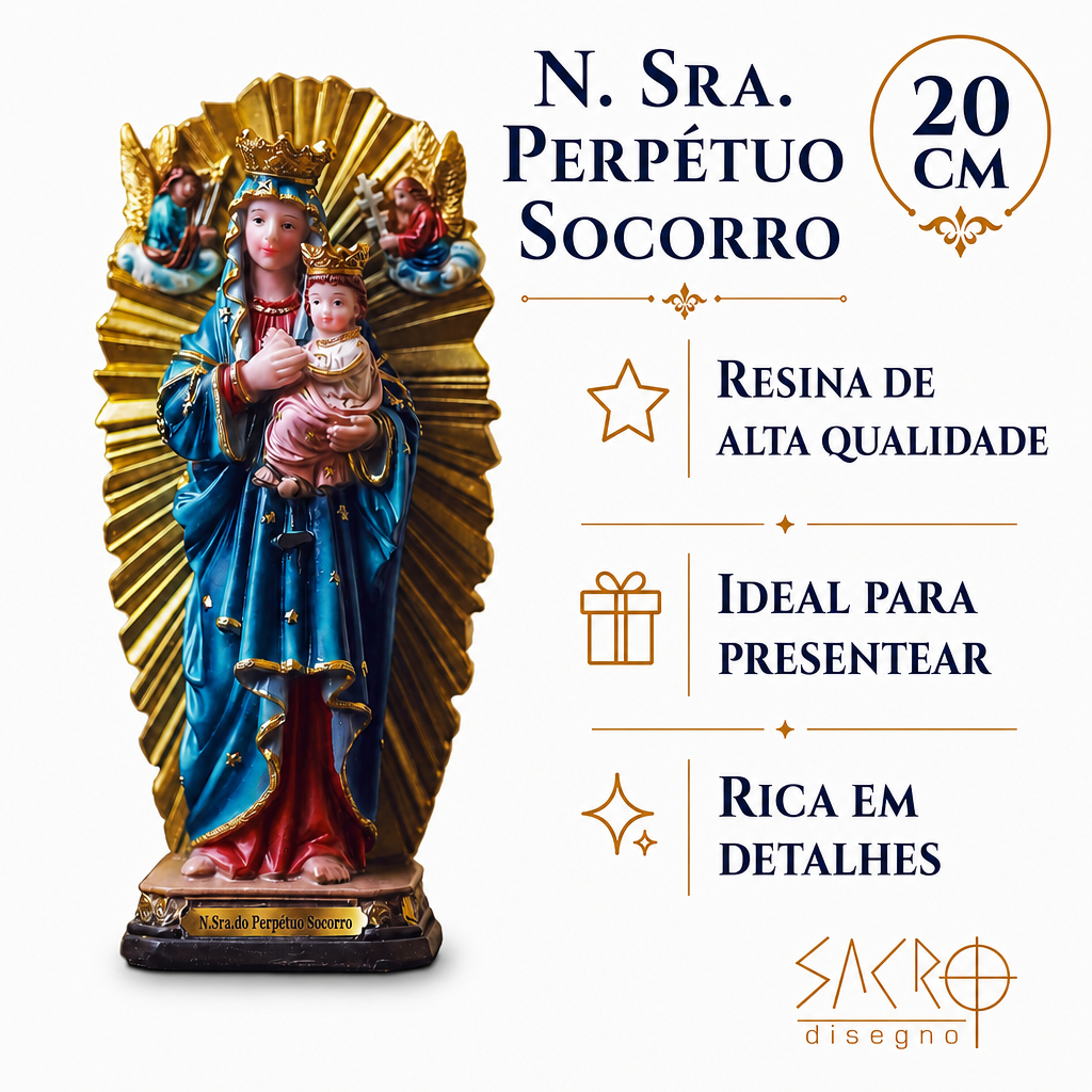 Imagem Nossa Senhora Perpétuo Socorro 20cm Importada Resina