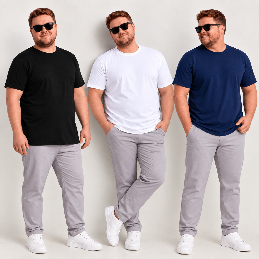 Kit 3 Camisetas Plus Size Lisa Básica Tamanho Grande Masculina Algodão G1 G2 G3 Qualidade Premium Diversas Cores