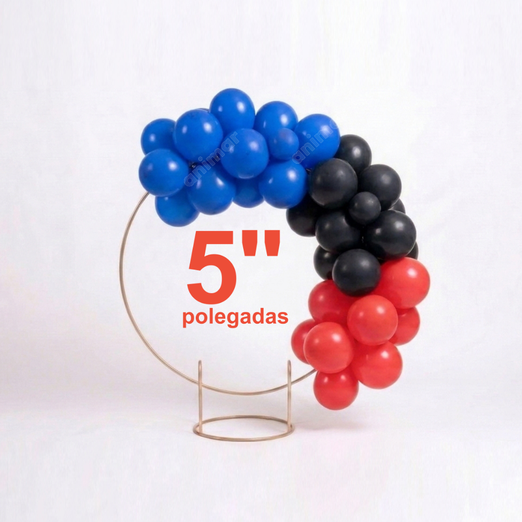 50 unidades Balões - Bexigas N°5 polegadas Mini arco Azul Cobalto Vermelho e Preto