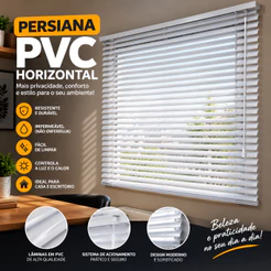 Persiana Horizontal PVC 080x130cm 25mm Completa Fácil Instalação