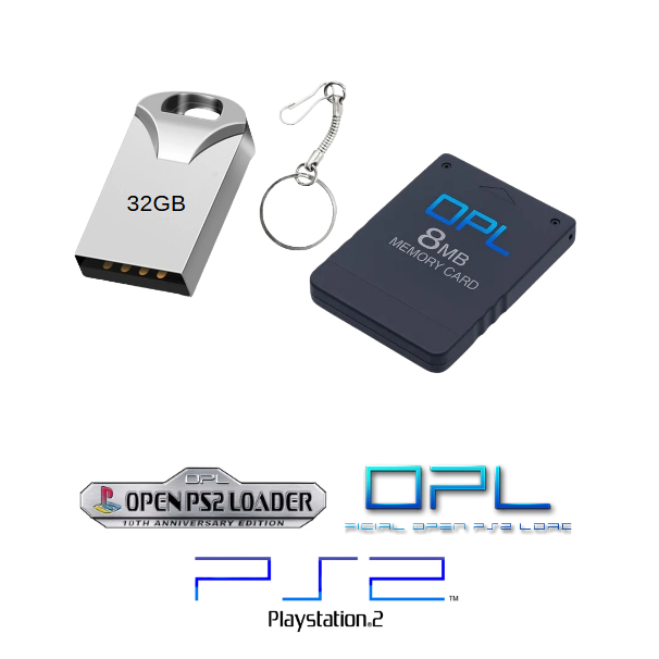Kit PS2 Pendrive Metal + Memory Card OPL - 20 Títulos À Sua Escolha