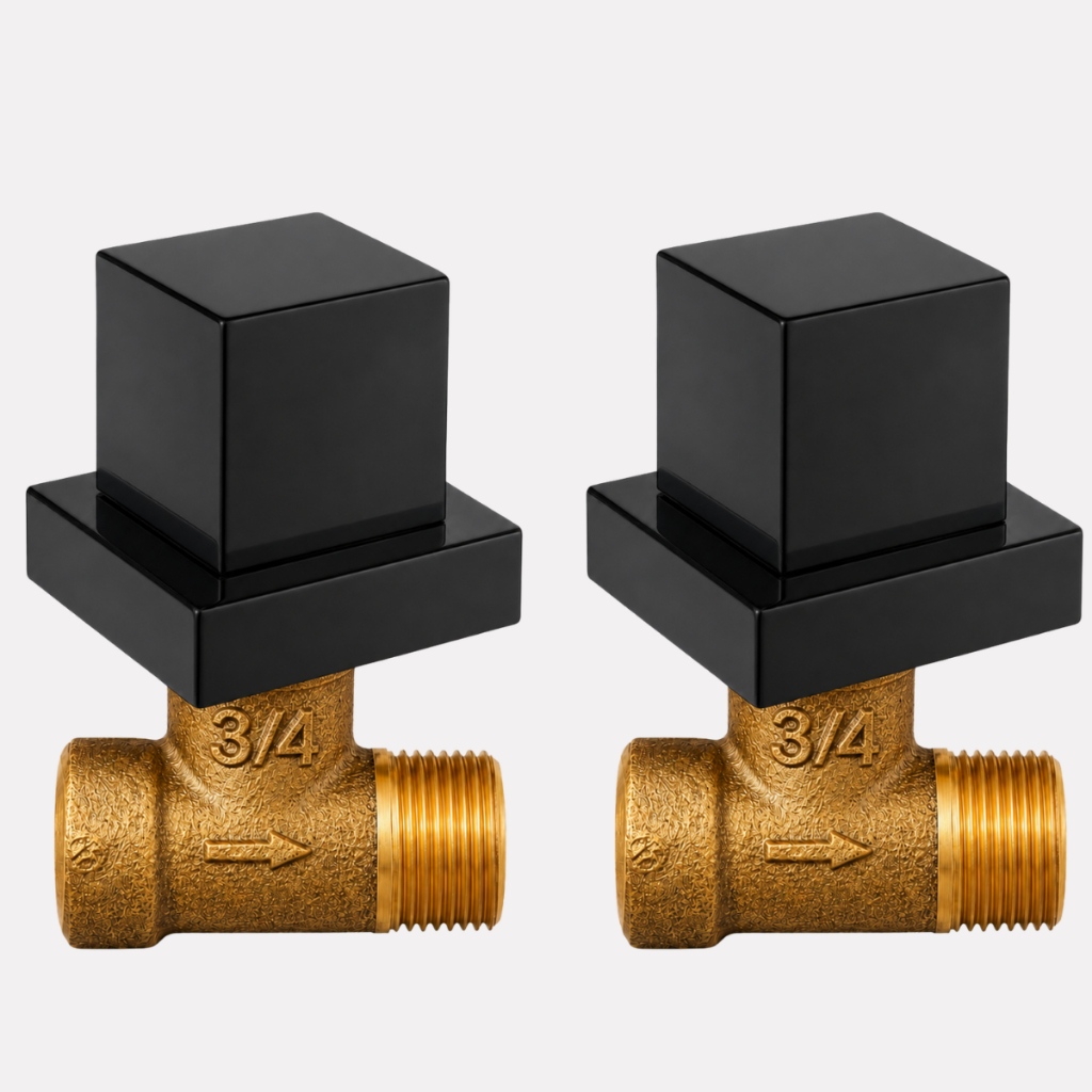 Kit 2 Registro de Pressão Completo 3/4 1416 DN20 Preto para Chuveiro Banheiro Parede