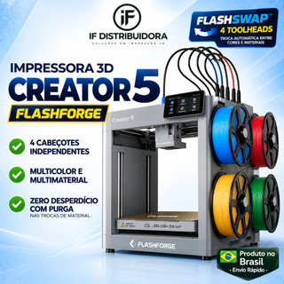 Impressora 3D Flashforge Creator 5 Multicolor 4 Cabeçotes Independentes WiFi