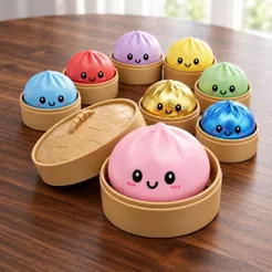Squishy Dumpling Surpresa Sem Glitter Antiestresse Macio Fofo Sensorial Colecionável