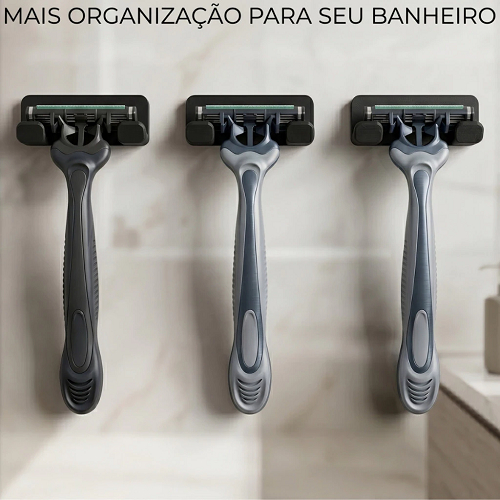 Kit 4 Suporte Para Gillete Parede Sem Furo 3M Porta Barbeador Fixação Forte Fácil Instalação — imagem 2 de 2