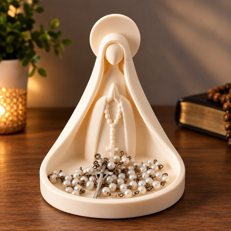 Nossa Senhora Porta Terço Organizador Decorativo Suporte para Joias e Objetos