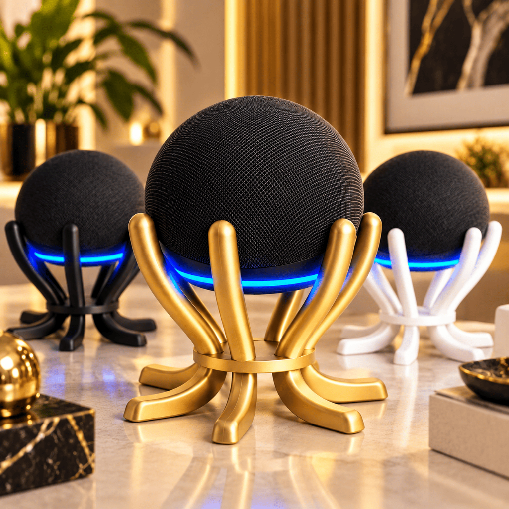 Suporte para Alexa Echo Dot 4 e 5 — Base de Mesa Antiderrapante Impressa em 3D | Design Moderno