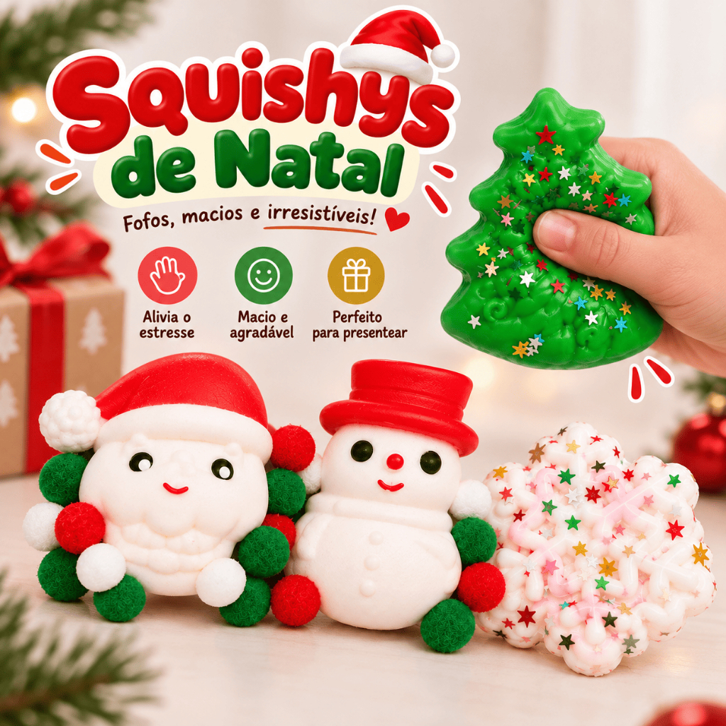 Squishys de Natal Antiestresse Taba Alivio Brinquedo Divertido Macio Boneco de Neve Papai Noel Natalino Nenhuma avaliaçã