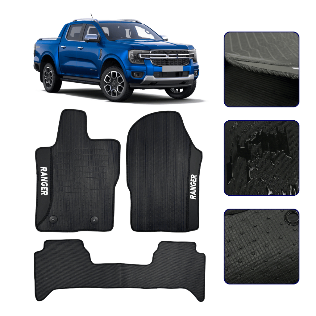 Jogo de Tapete Emborrachado Para Ranger Cabine Dupla 2023 2024 2025 2026 Kit Automotivo Premium