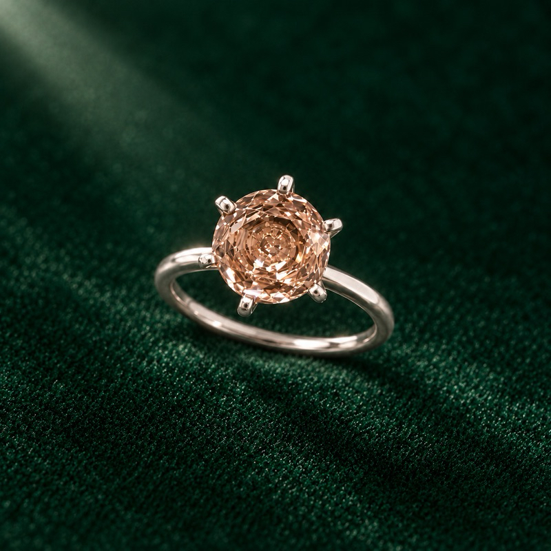 Anel Feminino Solitário Rose Cut 8mm em Prata 925 Elegante