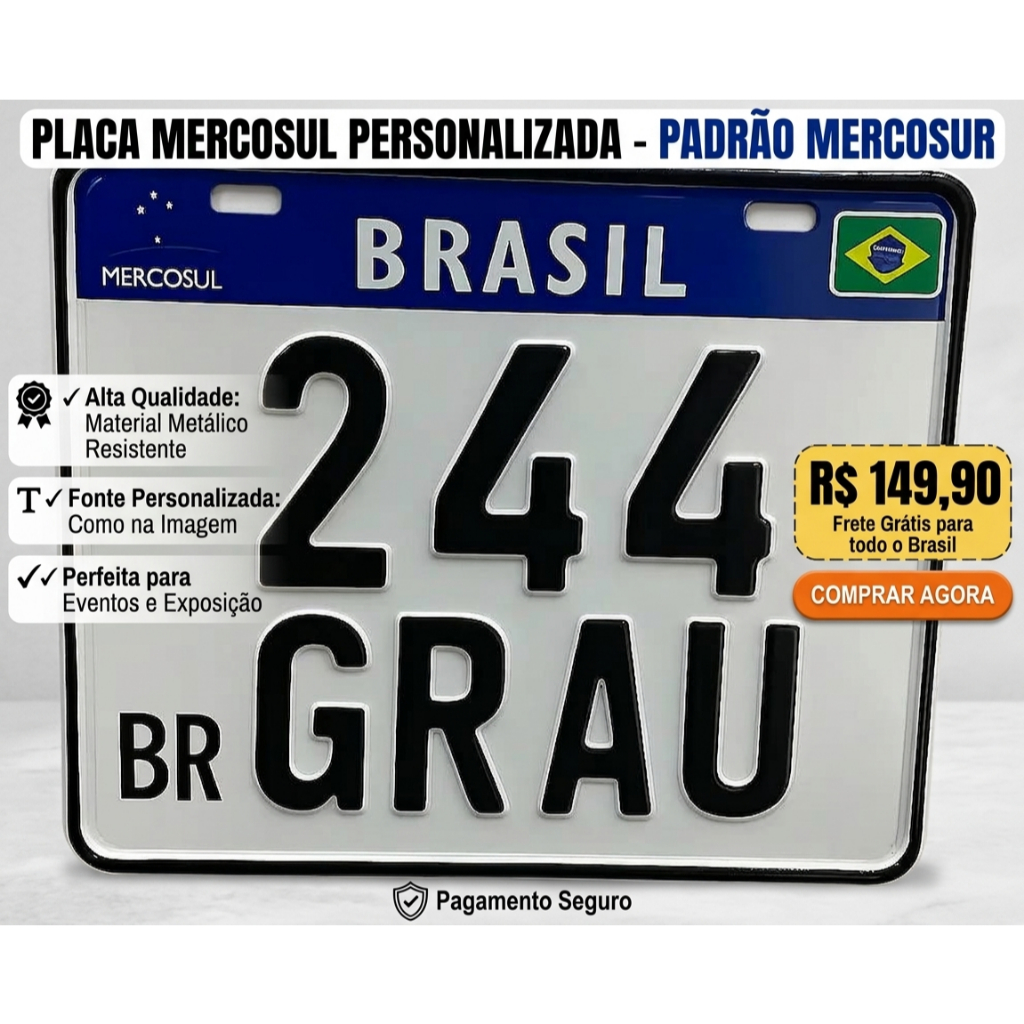 Chapa/Placa em Aluminio Personalizado em Alto Relevo