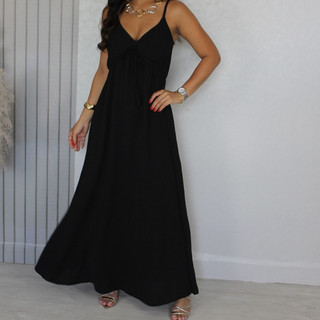 Vestido Longo com Fenda e Faixa – Elegância e Leveza em Cada Movimento