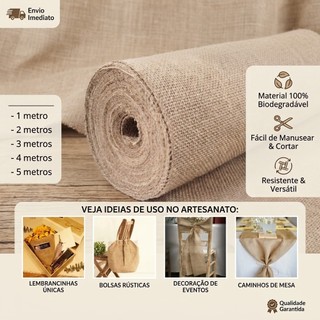 Tecido Tela De Juta - Tela De Juta Rústico Artesanato Decoração Pergolado  Lembrancinhas 1m