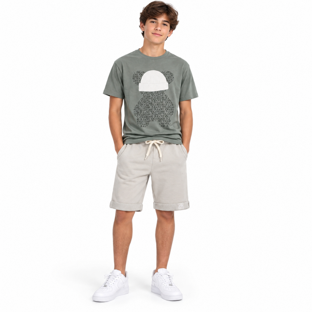 Bermuda Infantil Masculina Bege de Moletinho para Menino Juvenil Confortável Tamanhos 4 ao 16