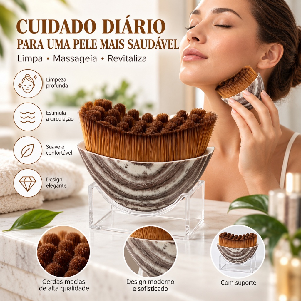nesta escova de massagem facial extragrande! Ideal para as bochechas e o cont massageador