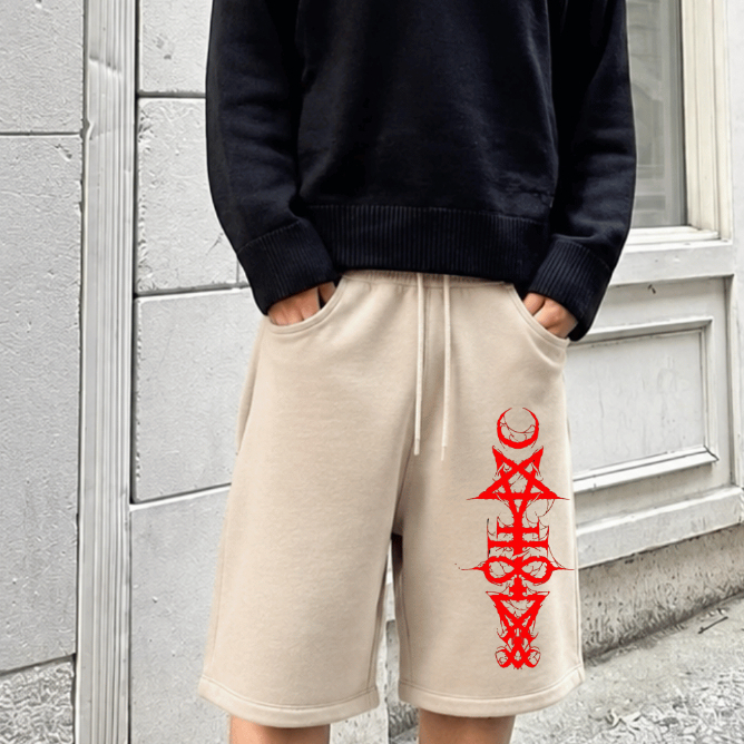 Short Moletom Masculina Baggy Estampado Bermuda Oversized Urban Confortável Cós Elástano Versátil Bolsos Laterais