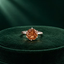 Anel Feminino Solitário Rose Cut Citrino 10mm em Prata 925 Sofisticado