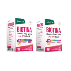 Biotina Lauton Hair Cabelo Pele Unha 40mcg — Kit 2 Potes 60 Comprimidos — Lauton Nutrition