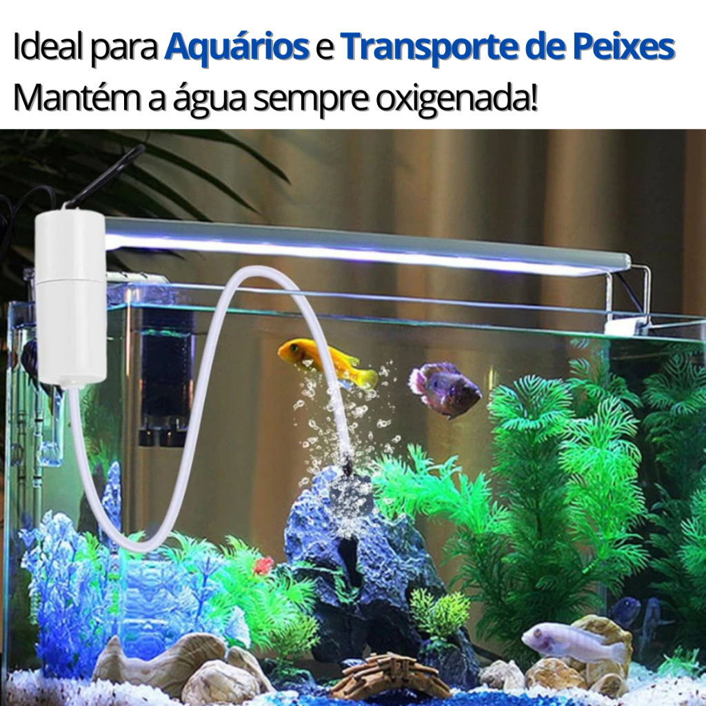 Bomba De Oxigênio Ar Compressor USB Portátil Isca Viva Pesca Aquario Peixes 12v Silencioso Lambari Piaba