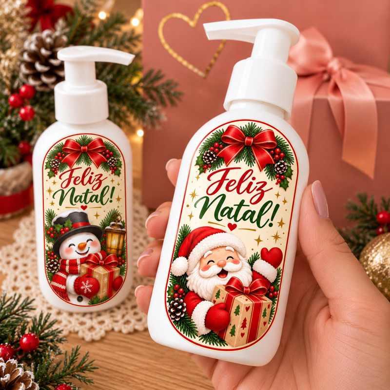 40 Rótulos Adesivos Feliz Natal | 4 Modelos | 3,5x6cm | Adesivo Natalino