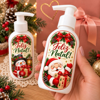 40 Rótulos Adesivos Feliz Natal | 4 Modelos | 3,5x6cm | Adesivo Natalino