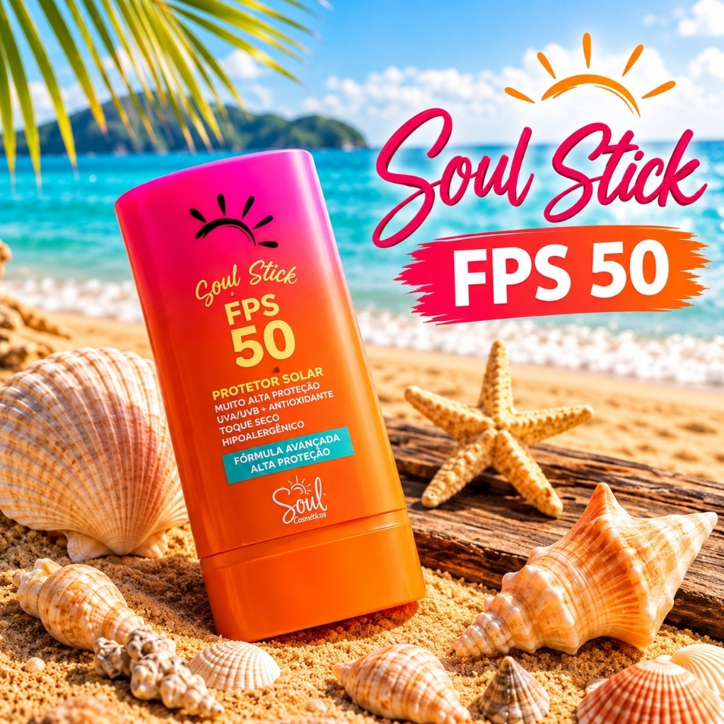 Protetor Solar Transparente Stick SPF 50 + Invisível De Amplo Espectro Soul Cosméticos